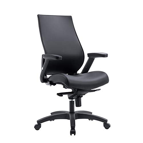 Office Factor Faux Leather Executive Ergonomic Office Chair Flip up an