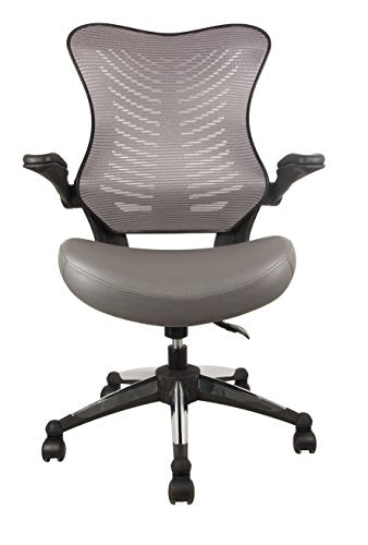 Office Factor White Leather Executive Rolling Swivel Chair with Chrome